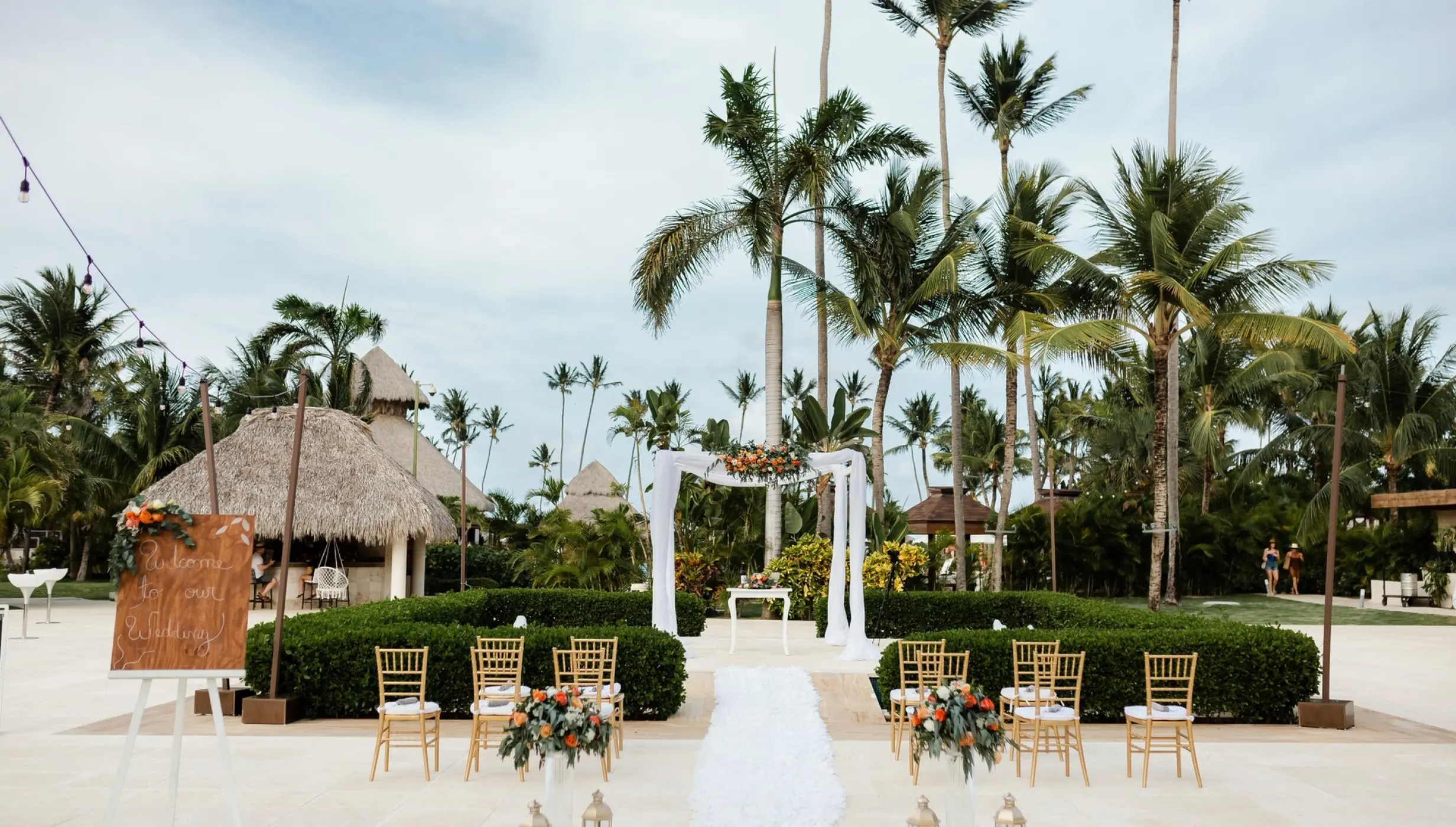 Ceremony decor on the fountain at Secrets Royal Beach Punta Cana