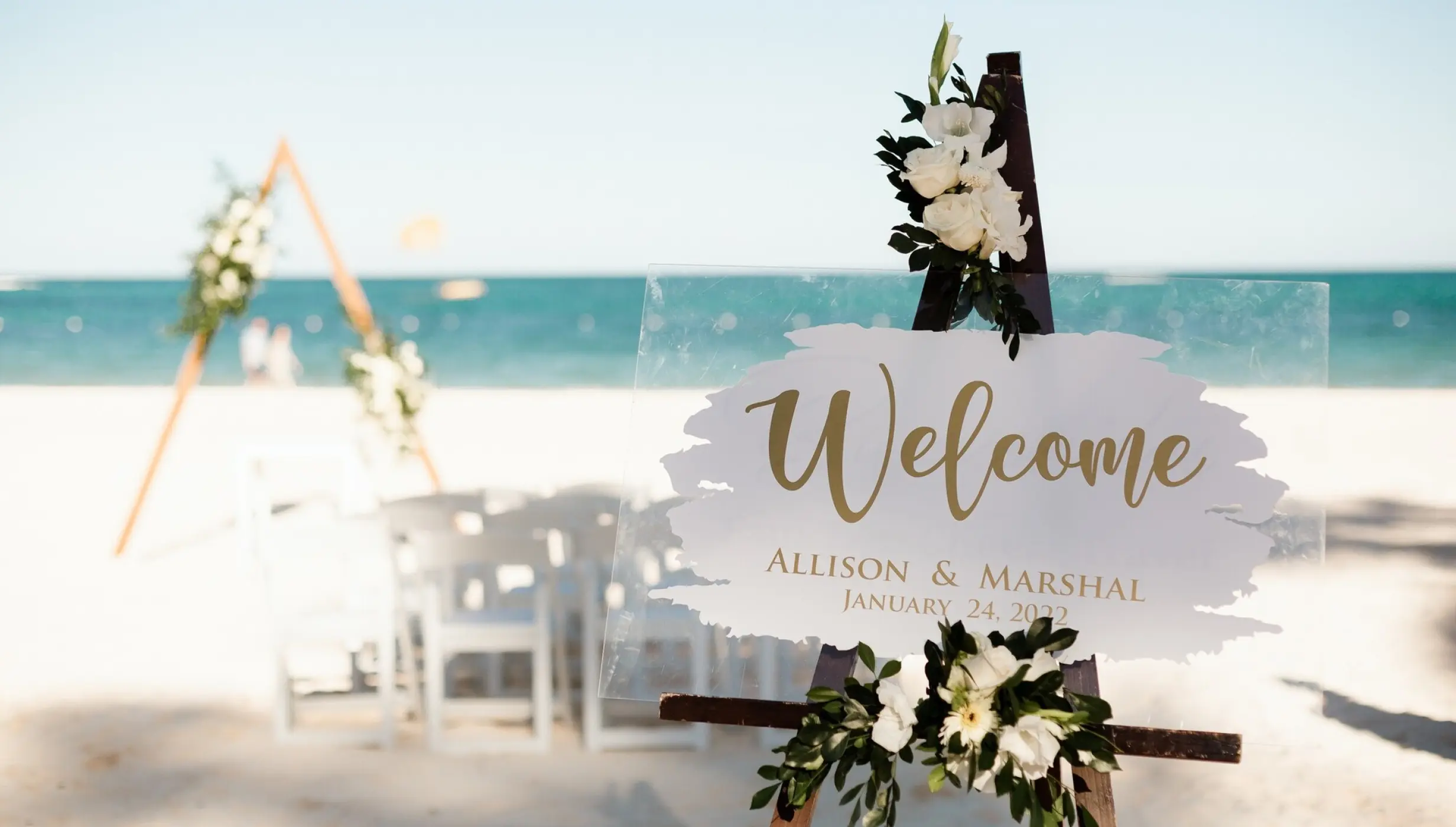 Ceremony decor in the beach at Secrets Royal Beach Punta Cana