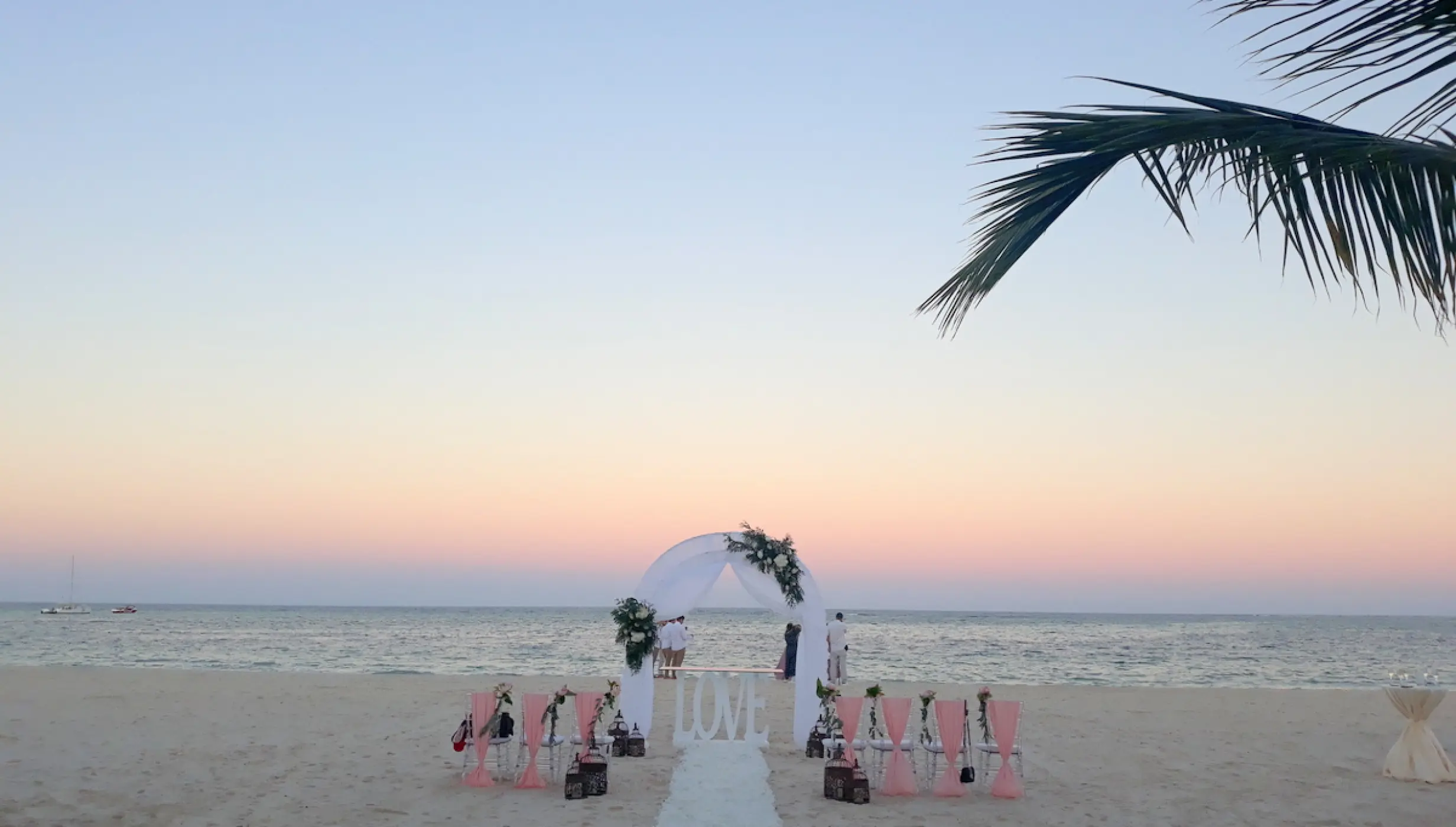 Ceremony decor in the beach at Secrets Royal Beach Punta Cana