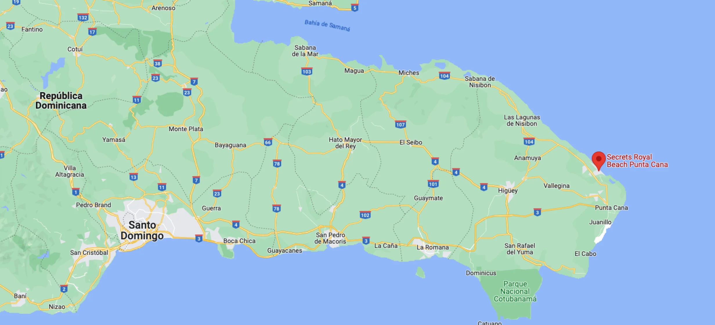 Google maps of Secrets Royal Beach Punta Cana