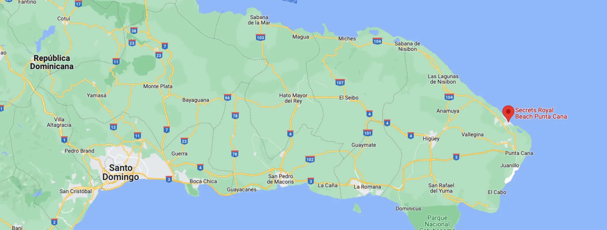 Google maps of Secrets Royal Beach Punta Cana