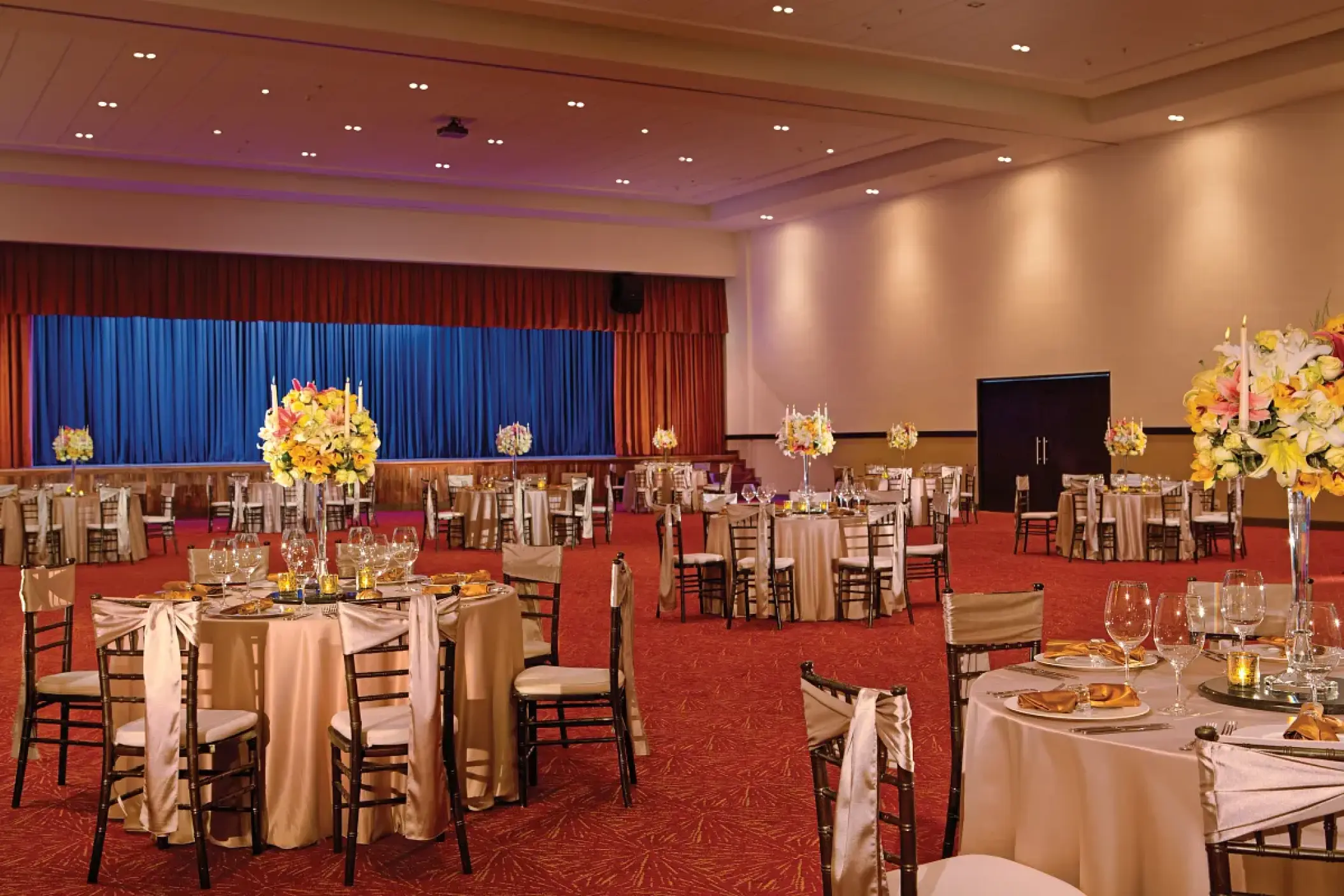 Ballroom wedding reception setup at Secrets Vallarta Bay, Puerto Vallarta