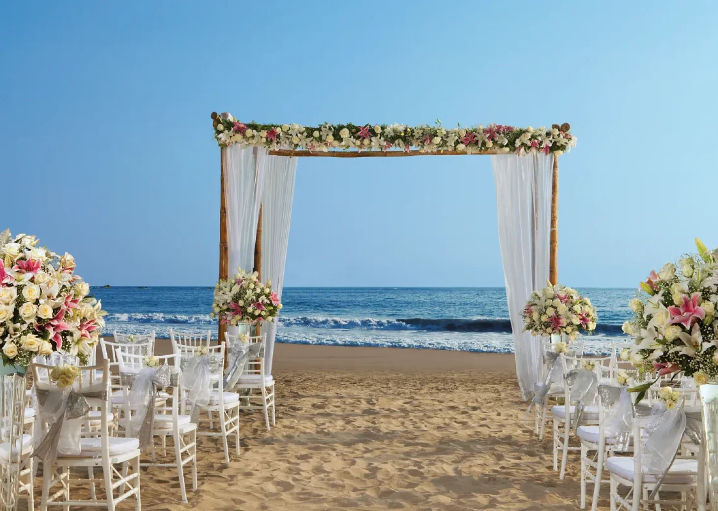 Ceremony decor on the beach at Secrets Vallarta Bay Puerto Vallarta