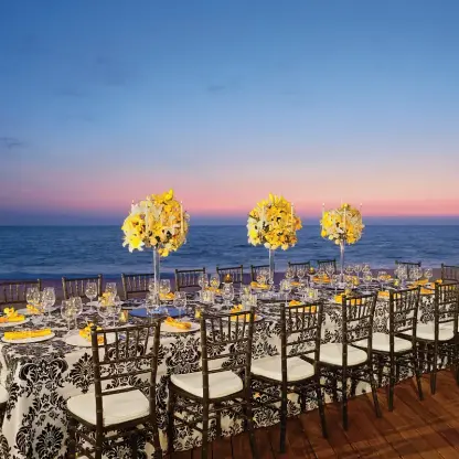 Beachfront wedding reception on the Secrets Deck at Secrets Vallarta Bay, Puerto Vallarta