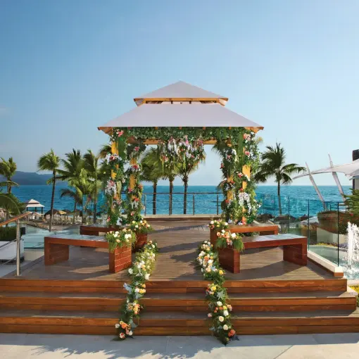 Vista Terrace wedding ceremony setup with ocean views at Secrets Vallarta Bay, Puerto Vallarta