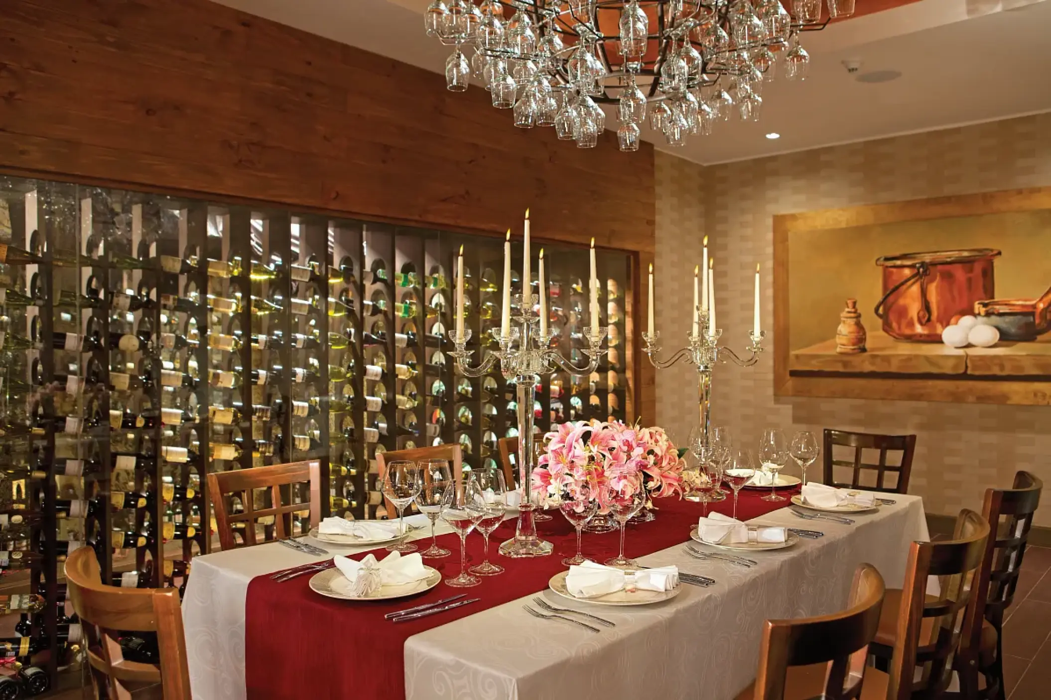 Private wine cellar reception dinner at Secrets Vallarta Bay, Puerto Vallarta