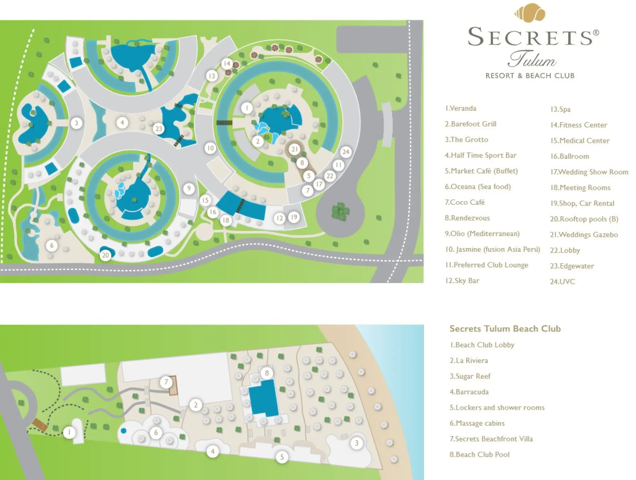 Resort layout map of Secrets Tulum, Tulum