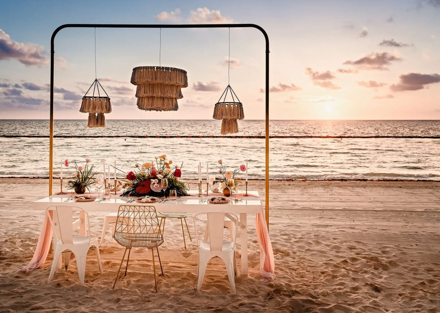 Dinner reception on the beach at Sensira Riviera Maya