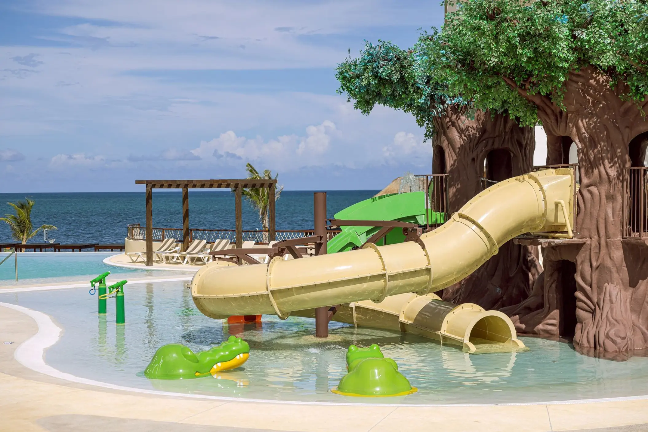 Children's aquapark and water slides at Sensira Riviera Maya