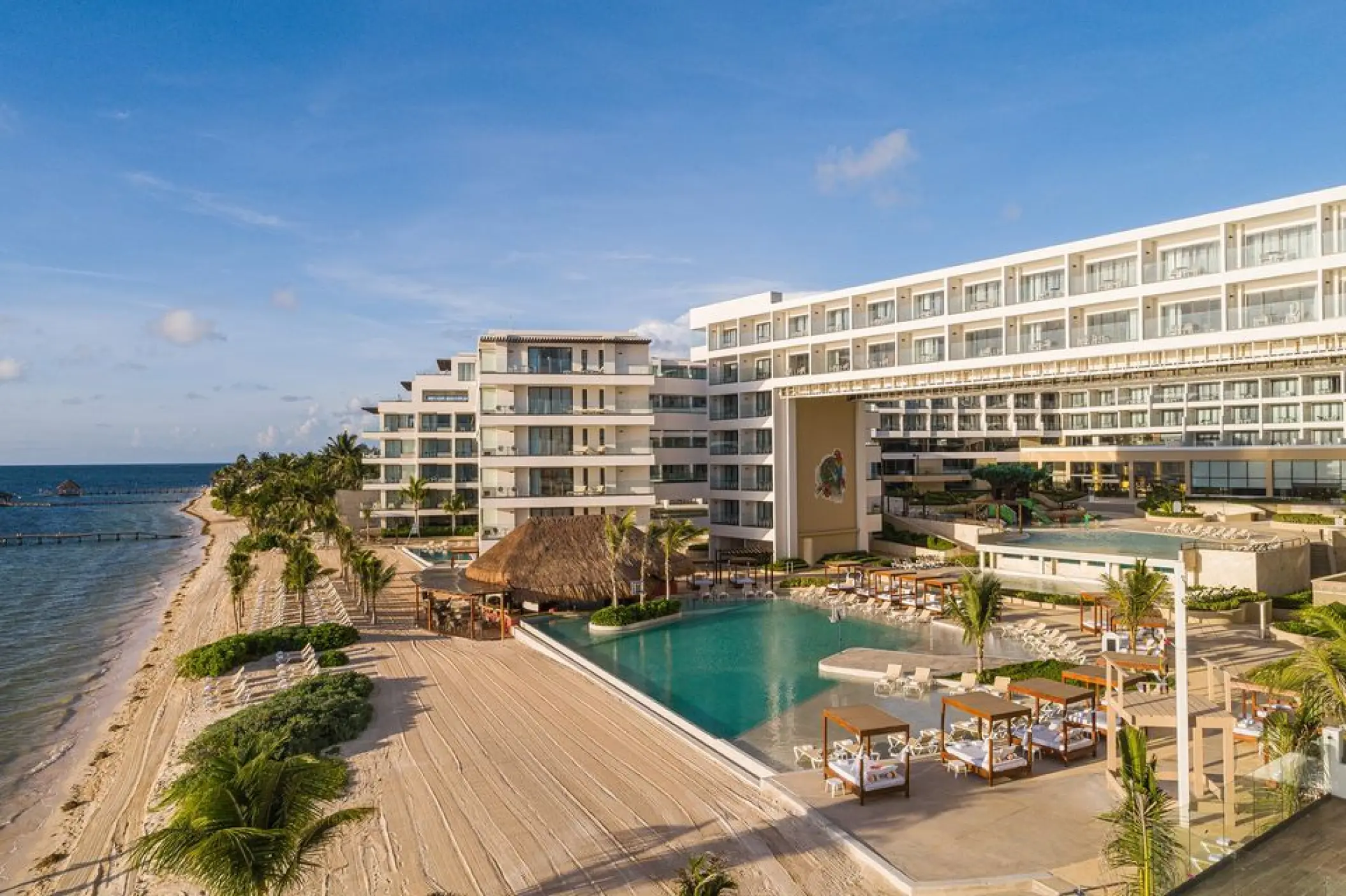 Sensira Riviera Maya beachfront pool and modern architecture overlooking the ocean, Riviera Maya