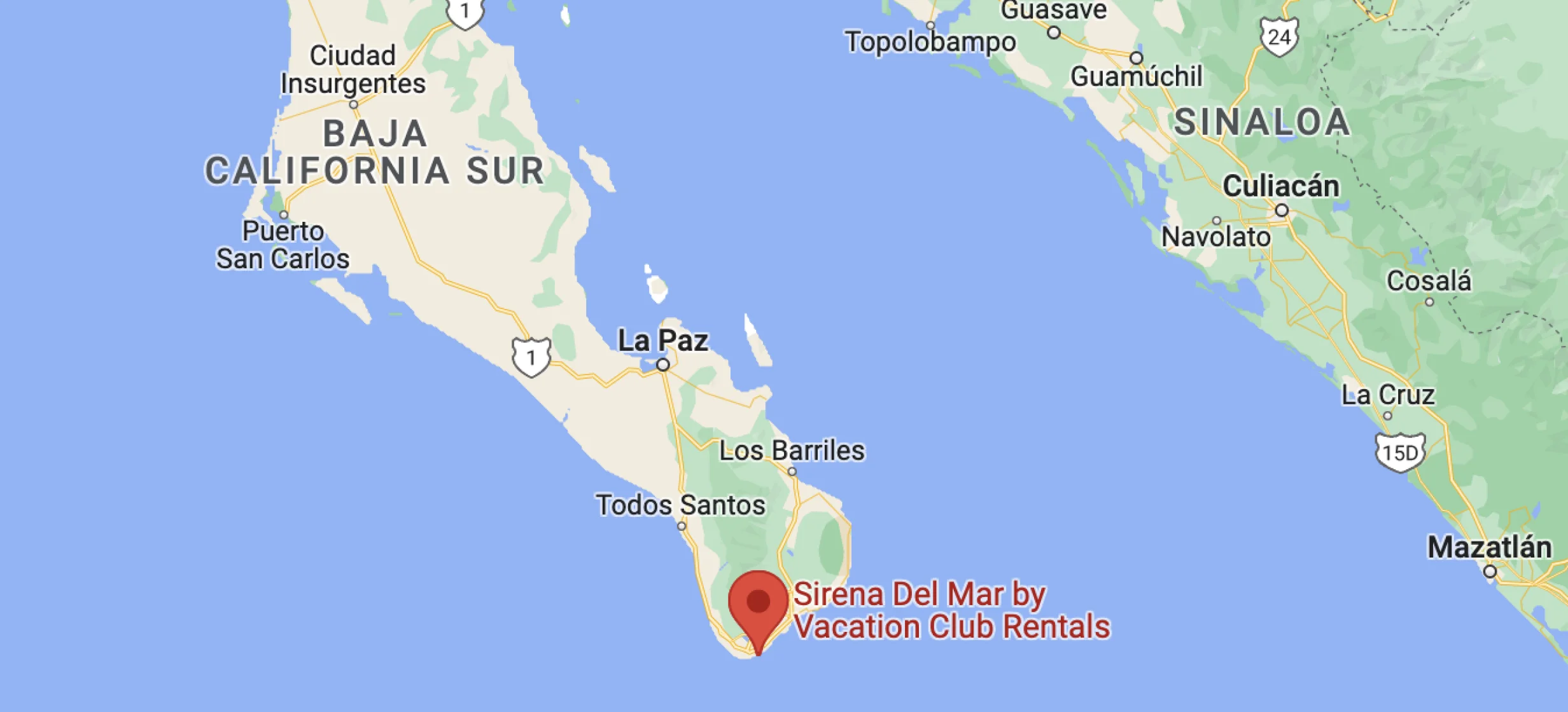 Google maps of Sirena del Mar By Vacation Club Rentals