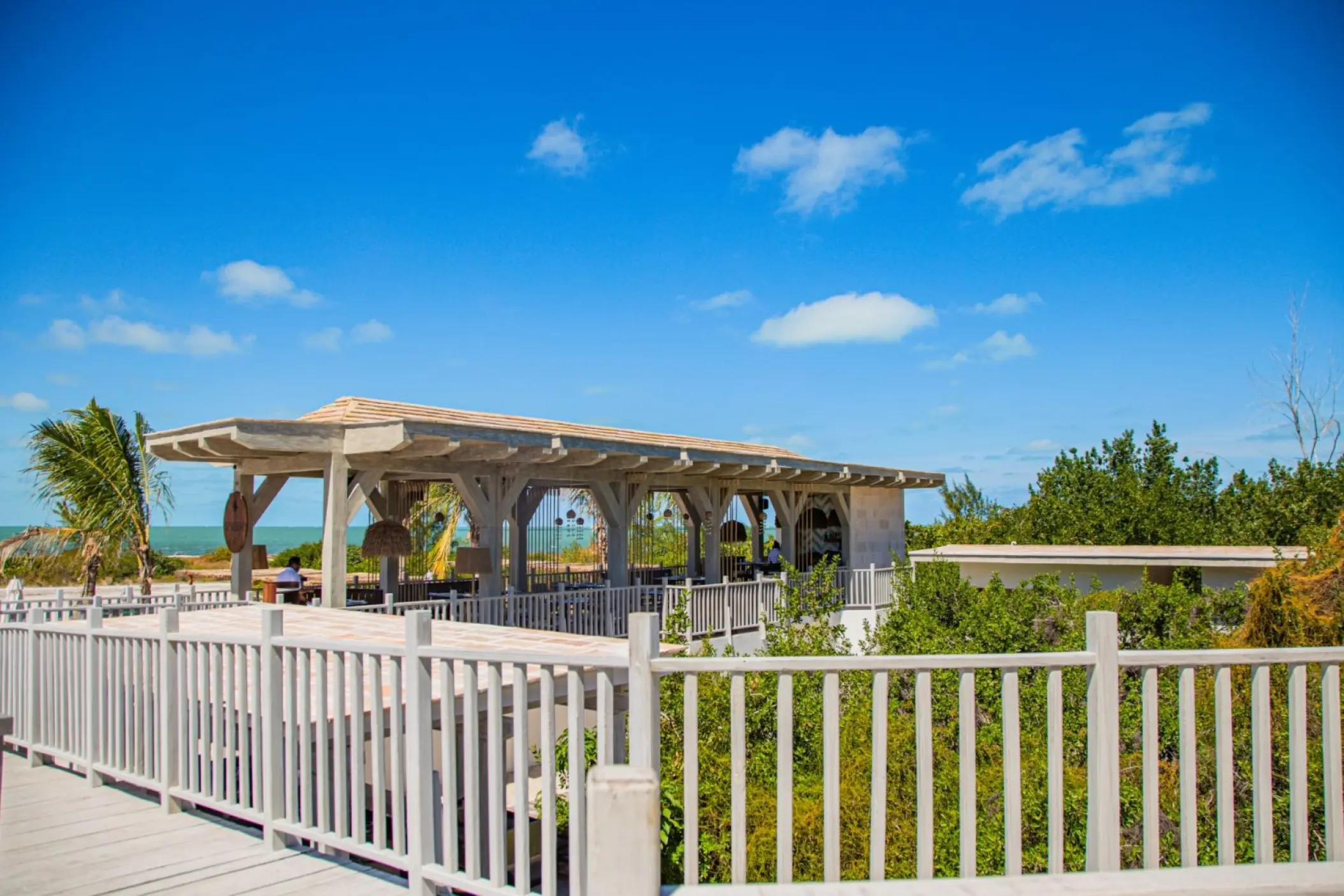 Open-air restaurant pavilion at St. Somewhere Resort Holbox, Isla Holbox