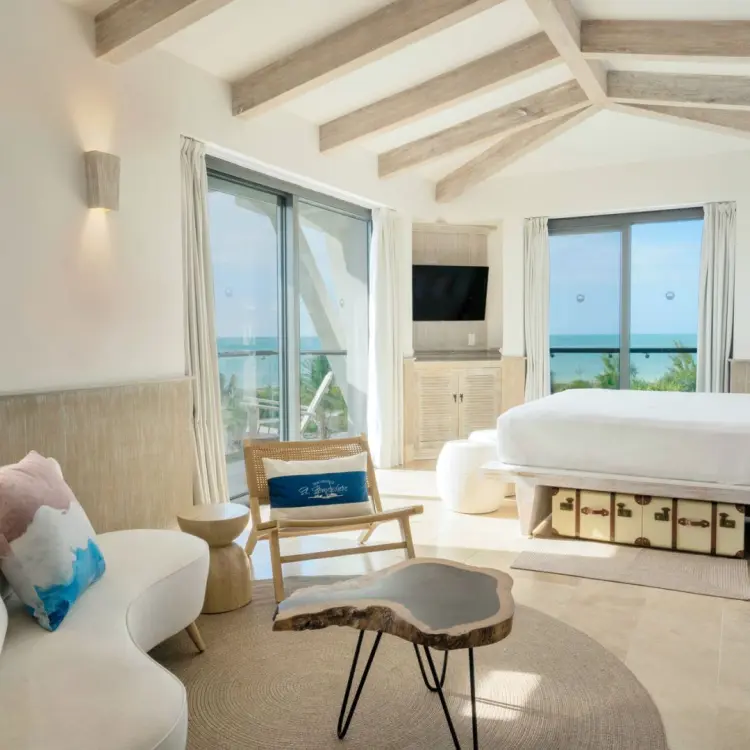 Bohemian-chic oceanview suite at St. Somewhere Resort, Isla Holbox