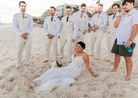 Danielle with the groomsmen