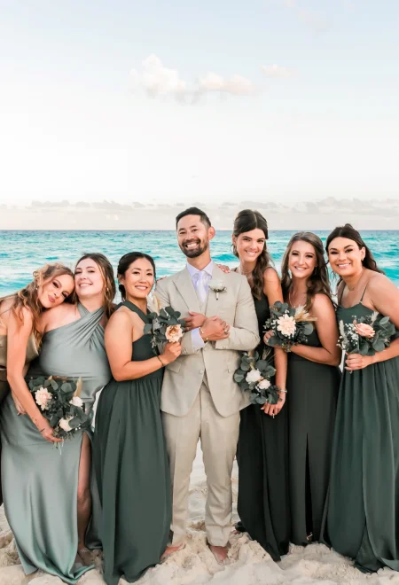 Junya with the bridesmaids