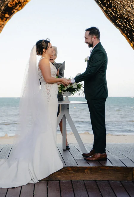 Drew and Alexis during their ceremony