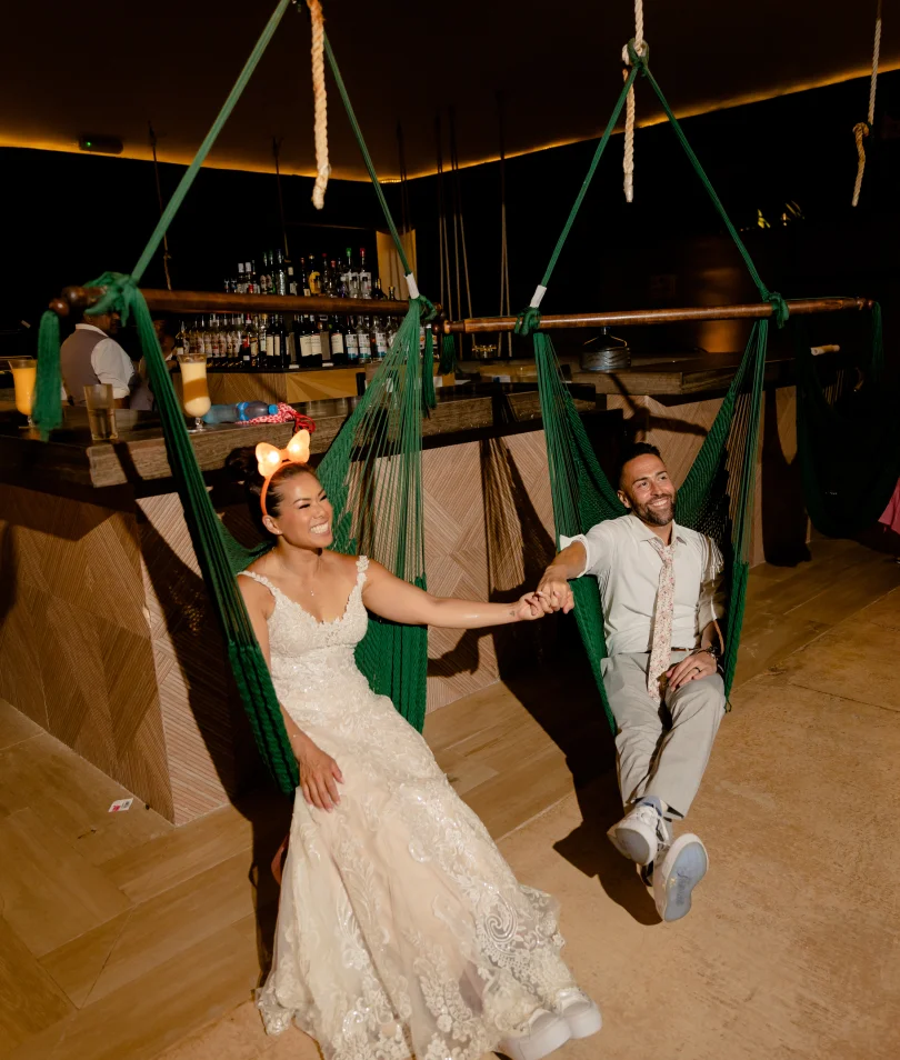 Melissa & Josh relaxing after their wedding celebrations