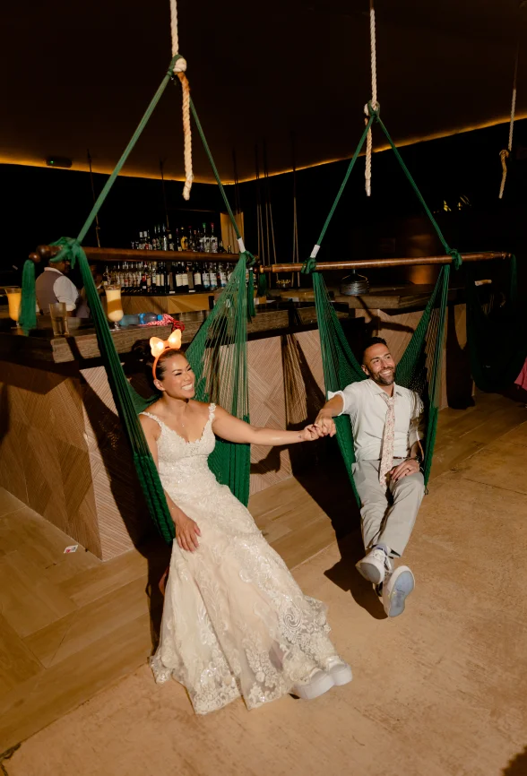 Melissa & Josh relaxing after their wedding celebrations