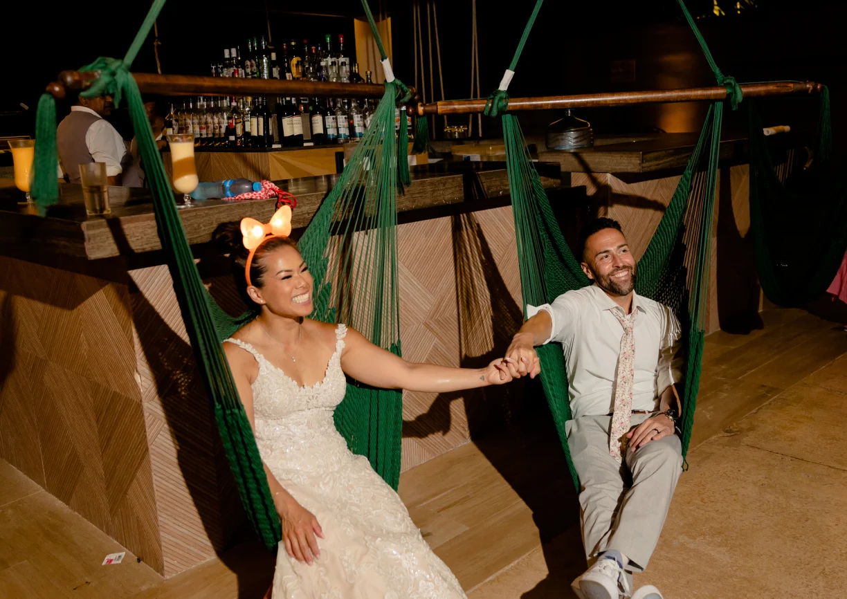 Melissa & Josh relaxing after their wedding celebrations
