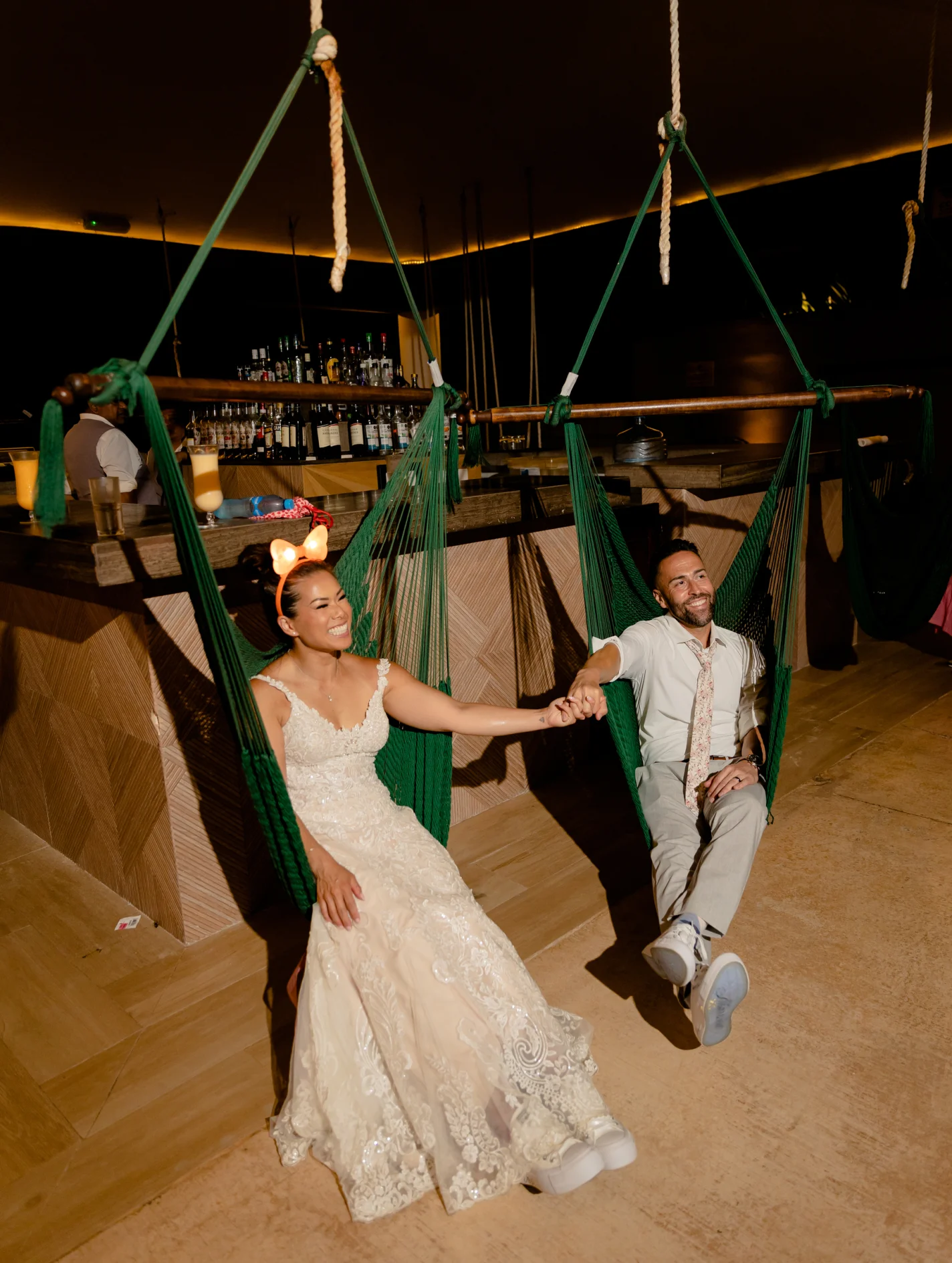 Melissa & Josh relaxing after their wedding celebrations