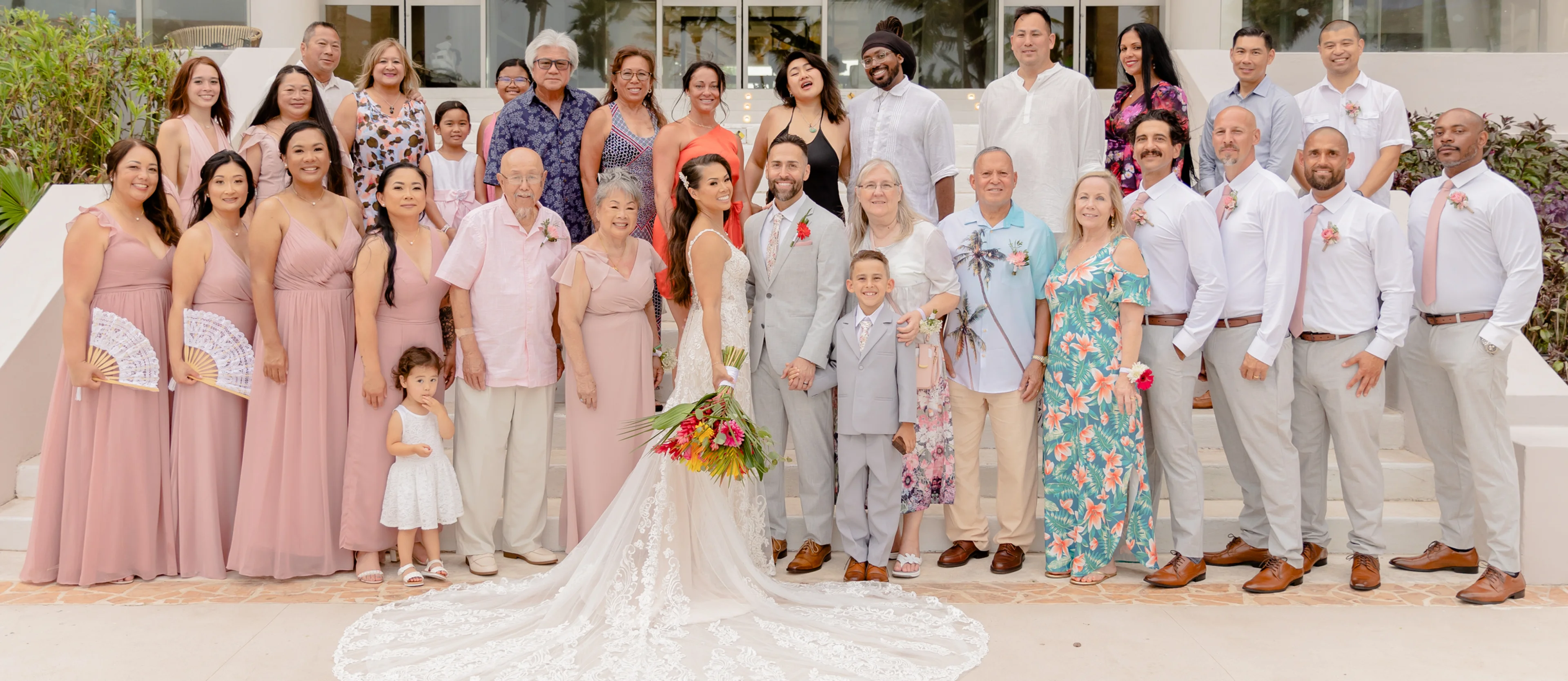 Melissa & Josh with their wedding guests