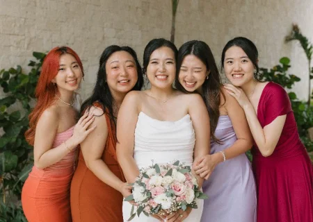 bride sophie with her squad