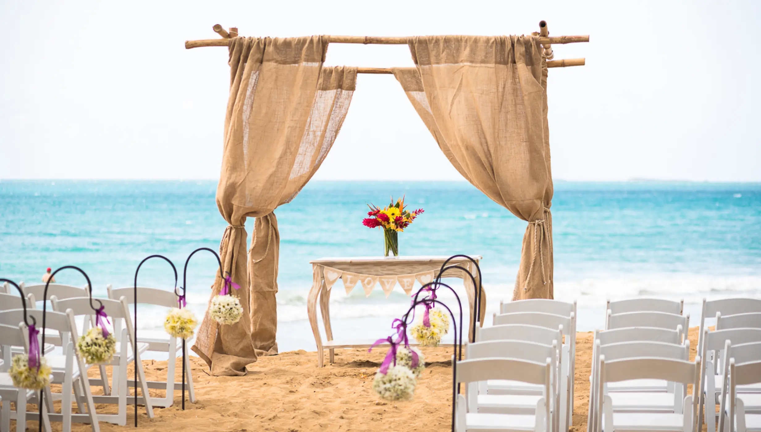 Ceremony decor on the beach at Sublime samana Las Terrenas