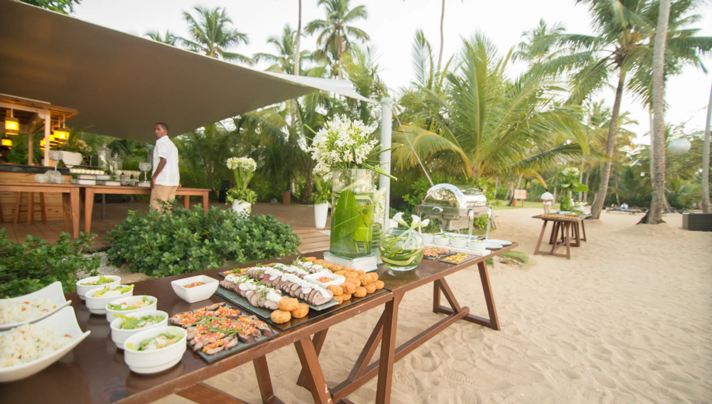Buffet on the beach at Sublime samana Las Terrenas