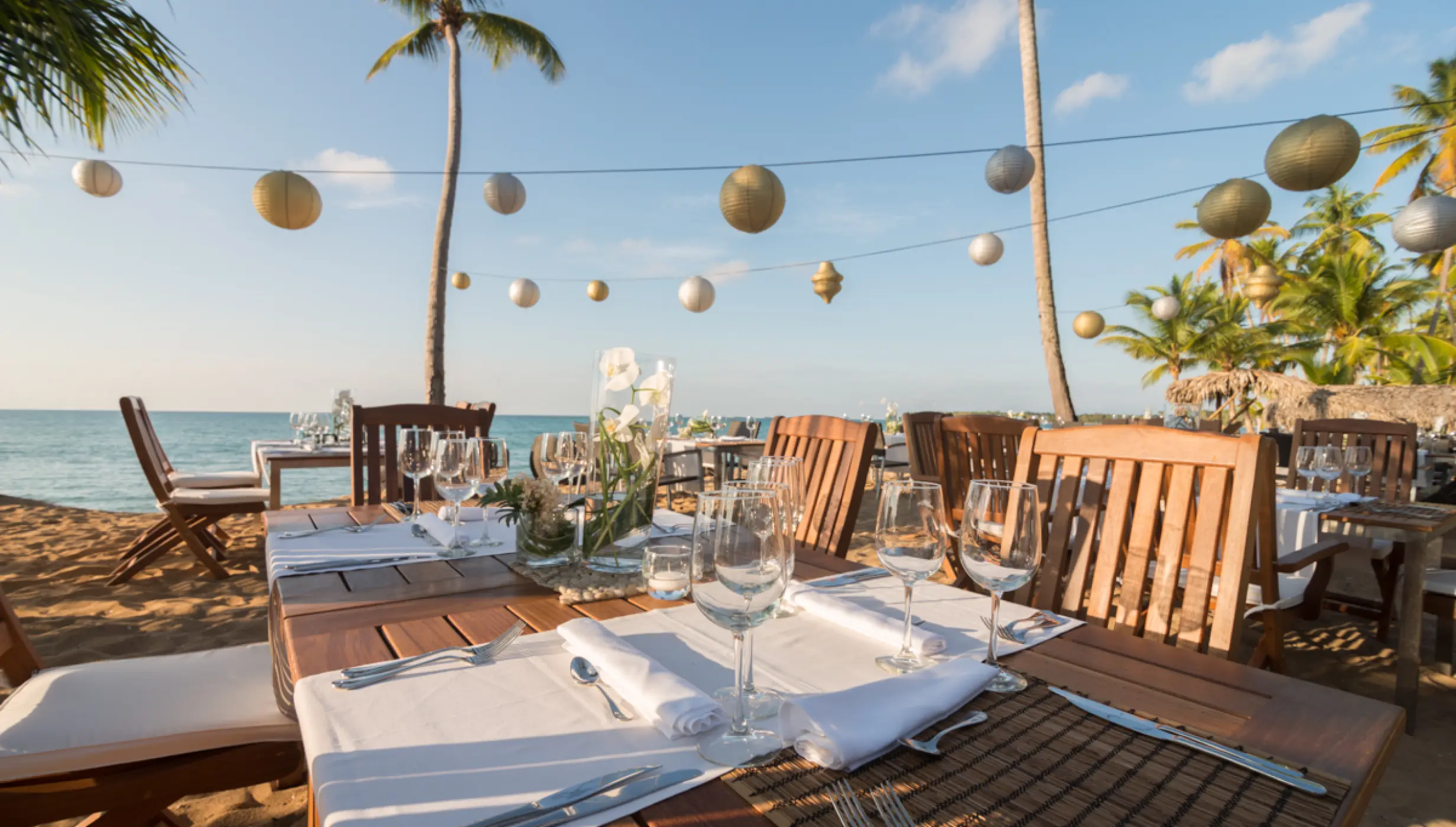 Dinner reception on the beach at Sublime samana Las Terrenas