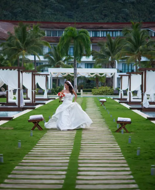 Bride in the middle of Sublime Samana Las Terrenas Resort