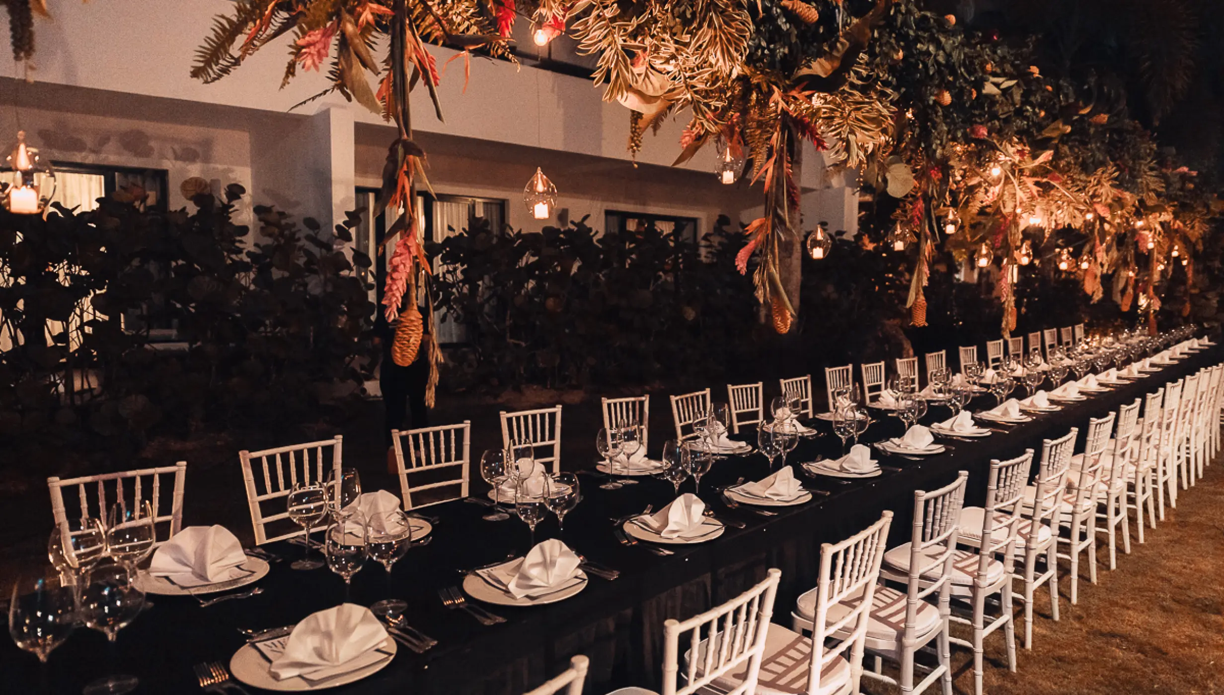 Dinner reception on the garden at Sublime samana Las Terrenas