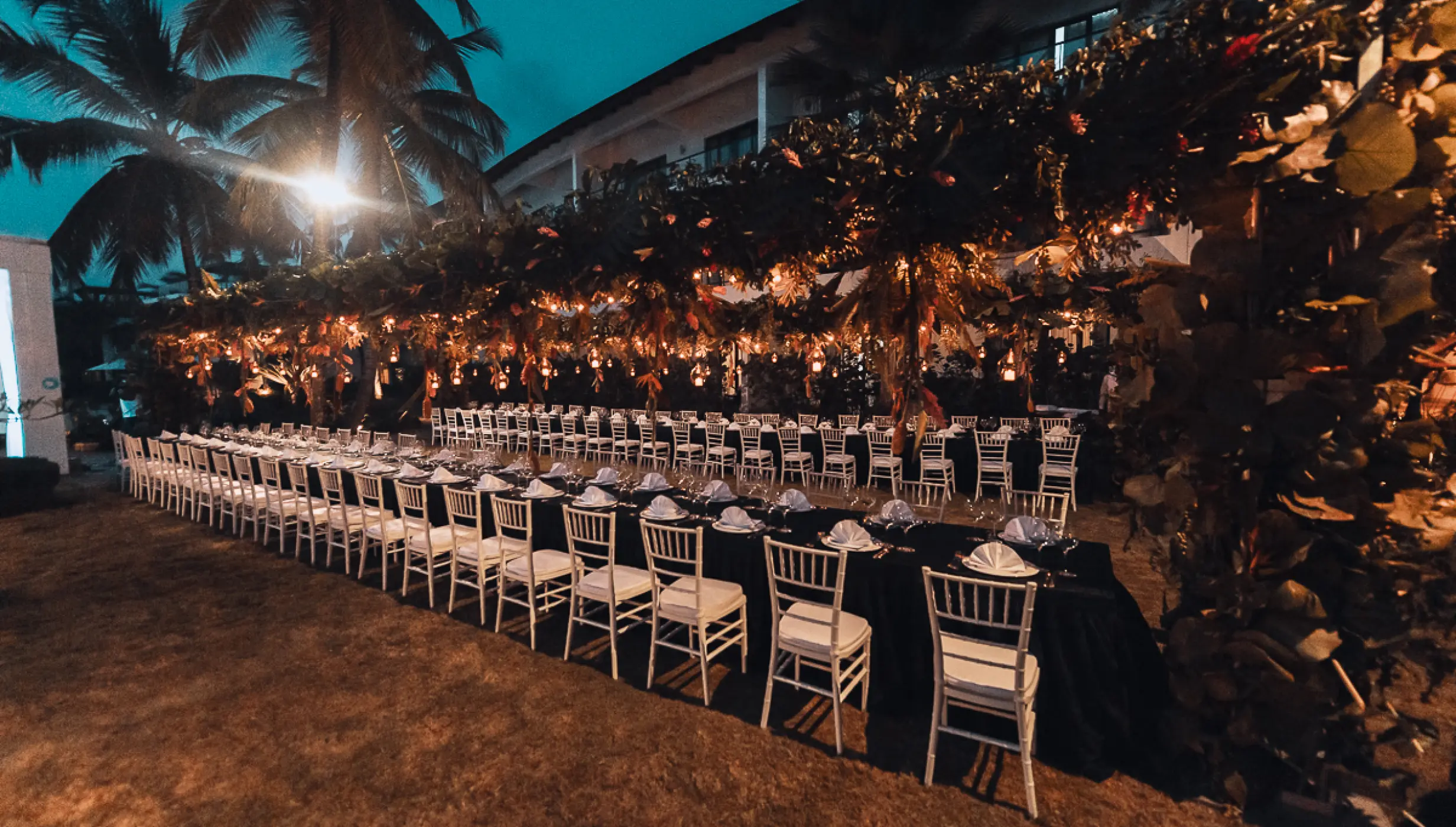 Dinner reception on the garden at Sublime samana Las Terrenas