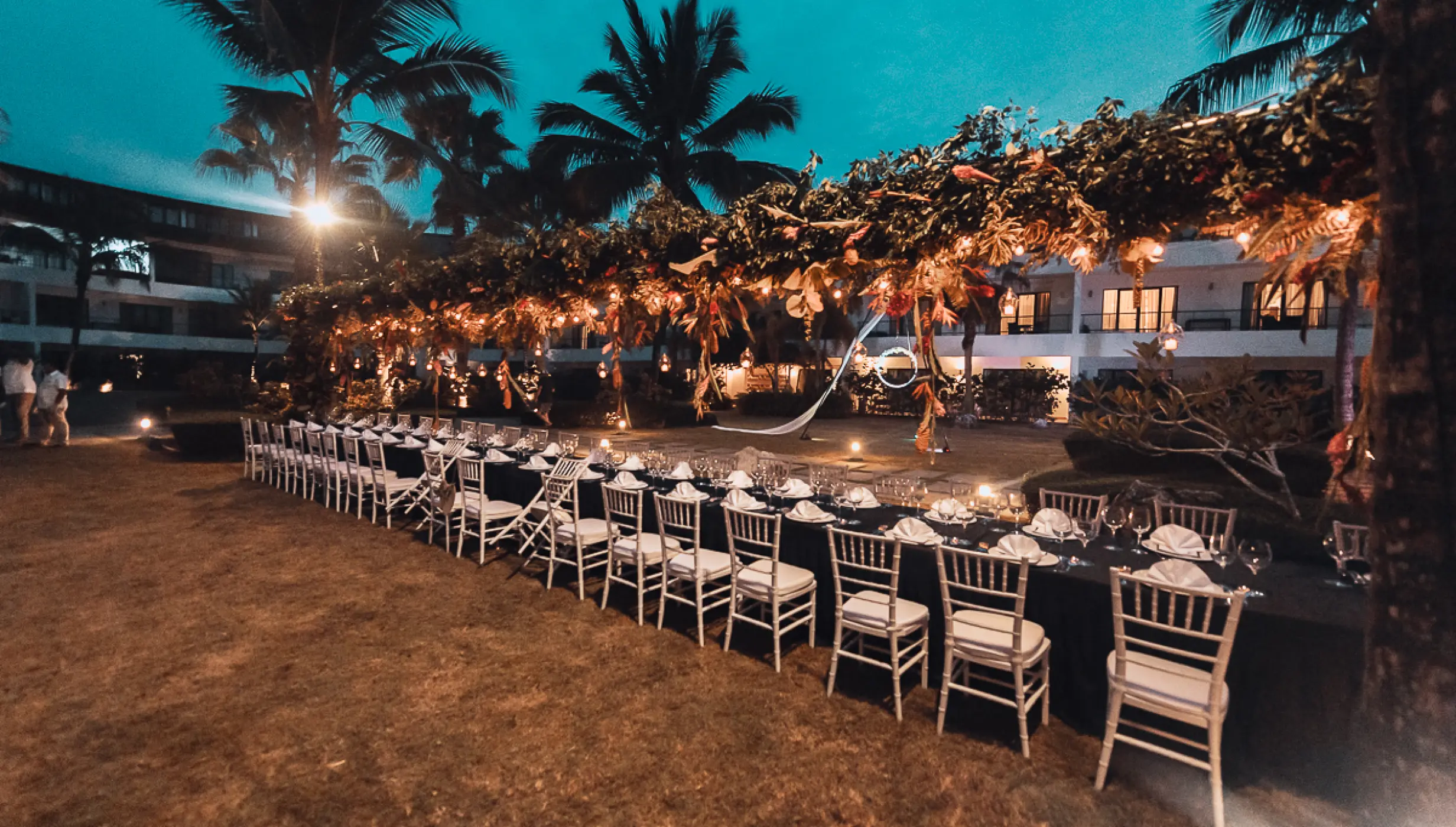 Dinner reception on the garden at Sublime samana Las Terrenas