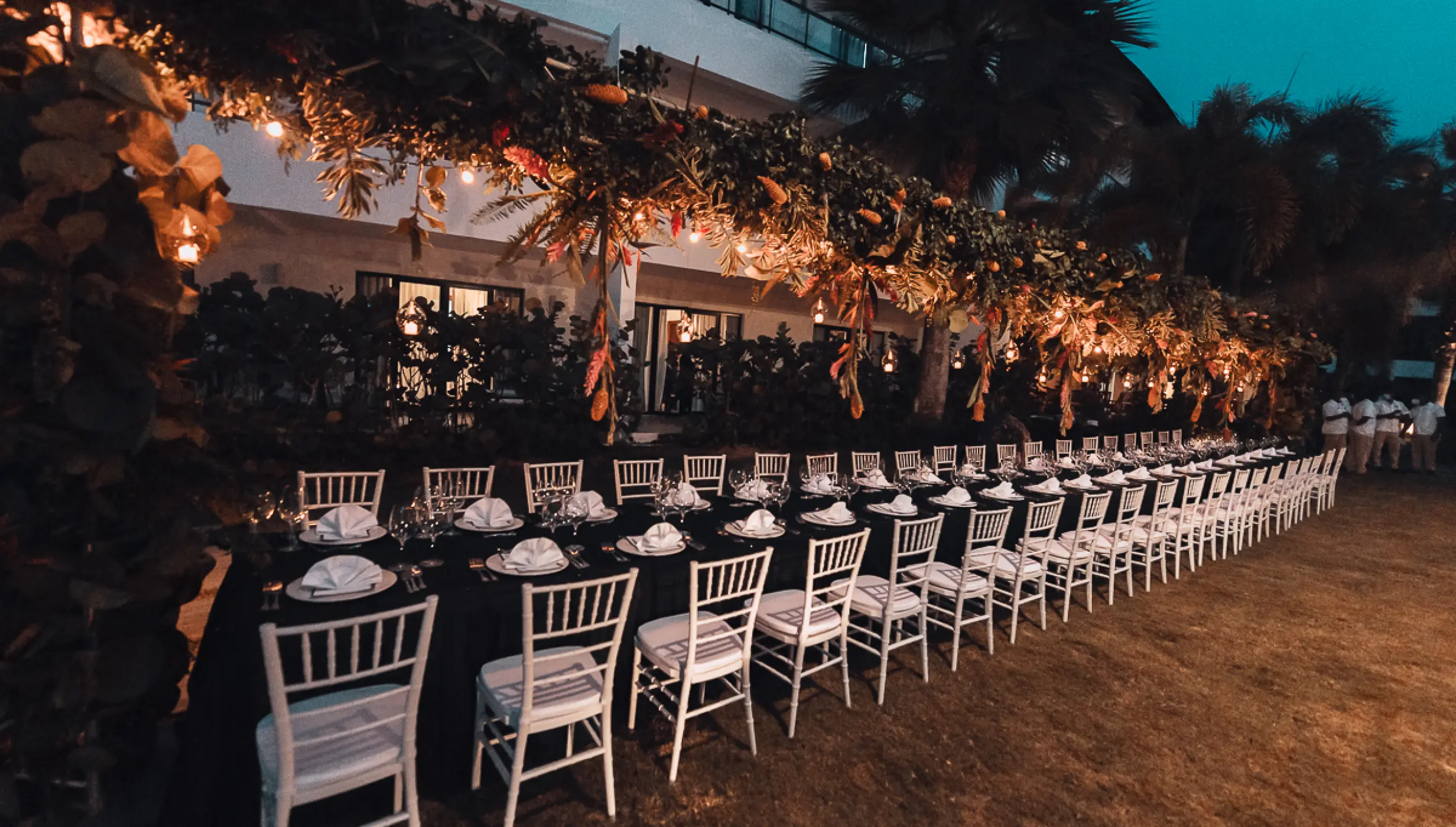 Dinner reception on the garden at Sublime samana Las Terrenas
