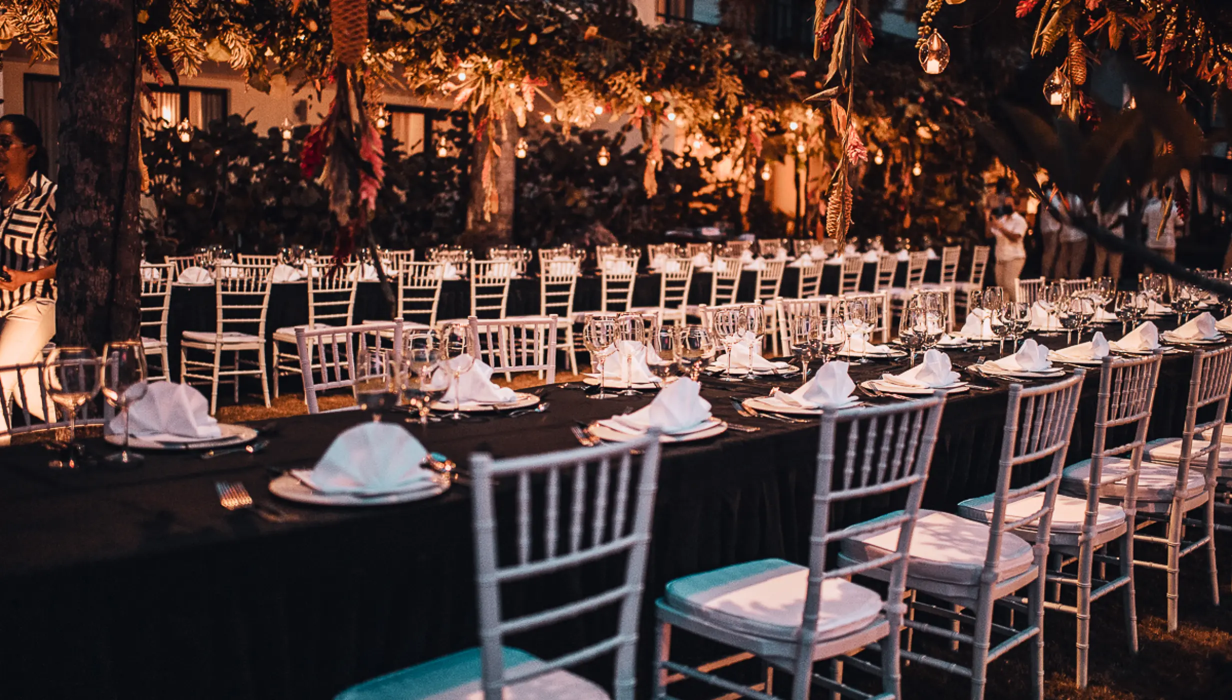 Dinner reception on the garden at Sublime samana Las Terrenas