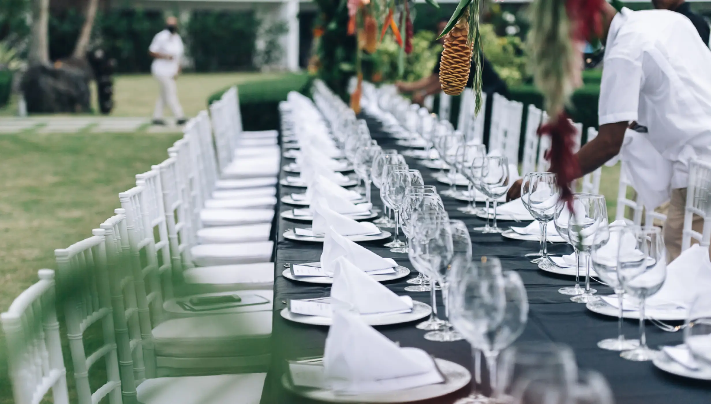 Dinner reception on the garden at Sublime samana Las Terrenas