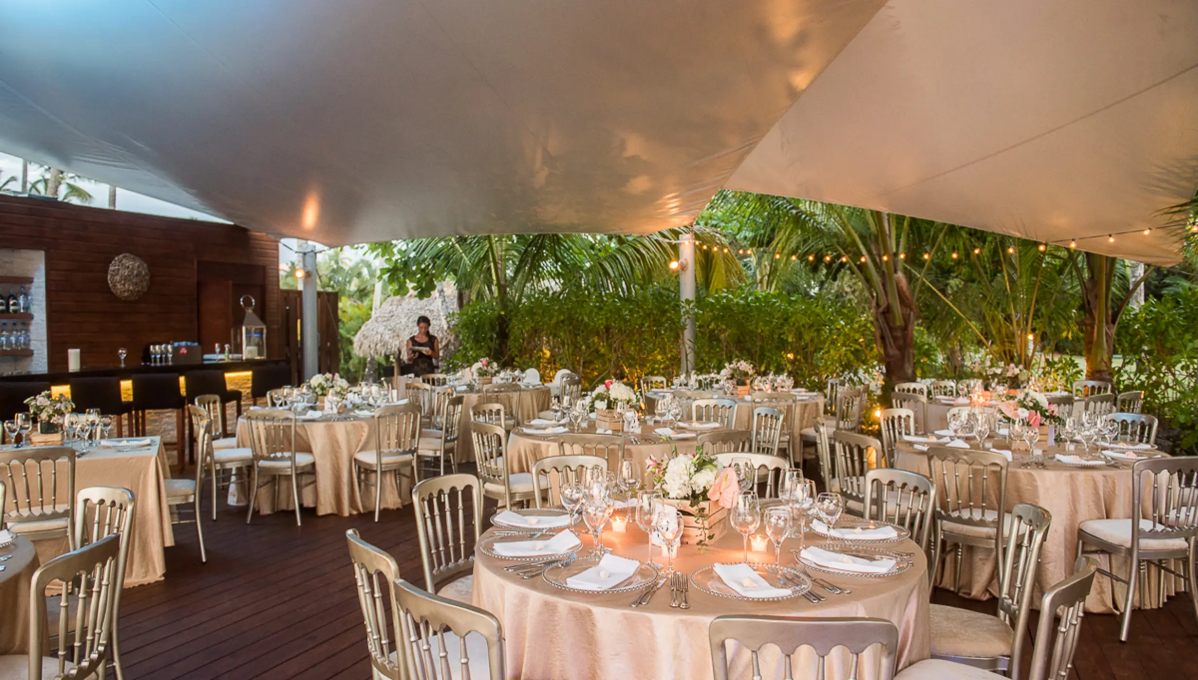 Dinner reception on la palapa at Sublime samana Las Terrenas