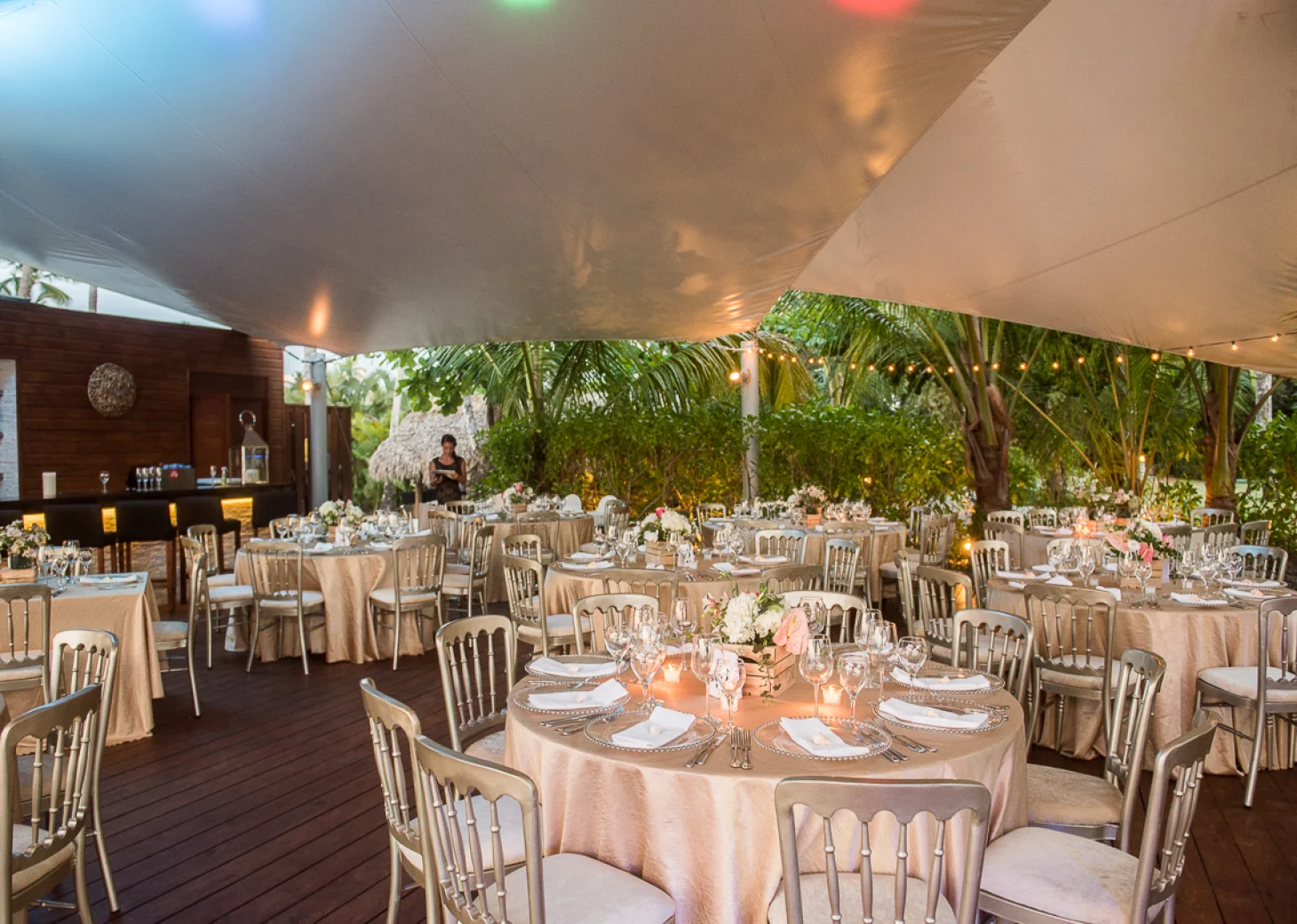Dinner reception on la palapa at Sublime samana Las Terrenas