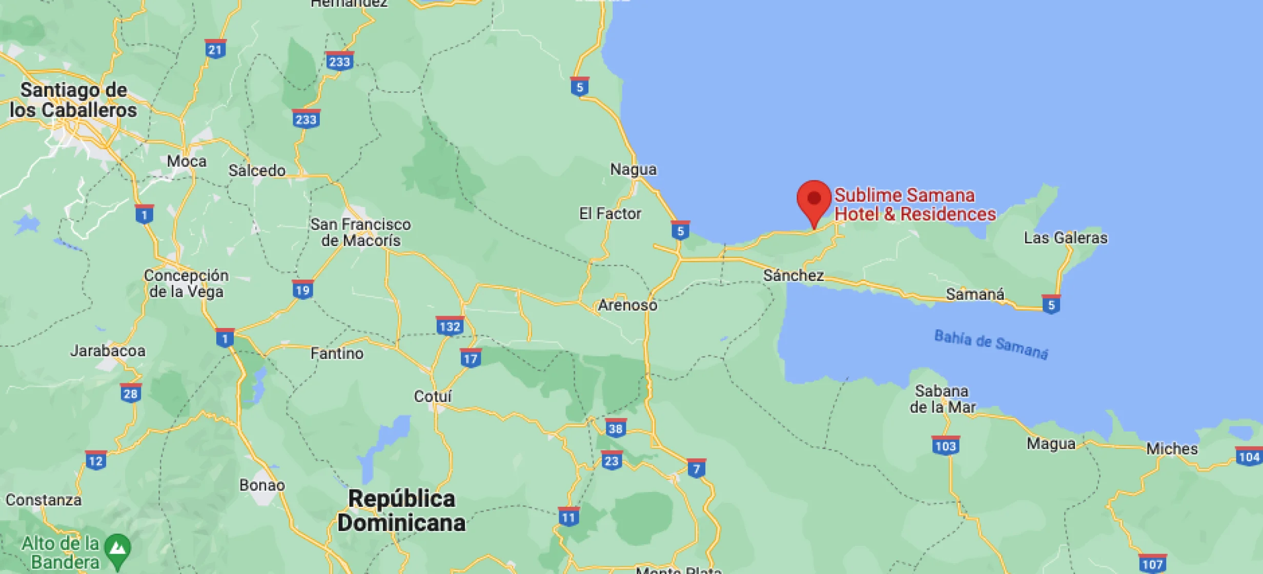 Google maps of Sublime Samana Las Terrenas
