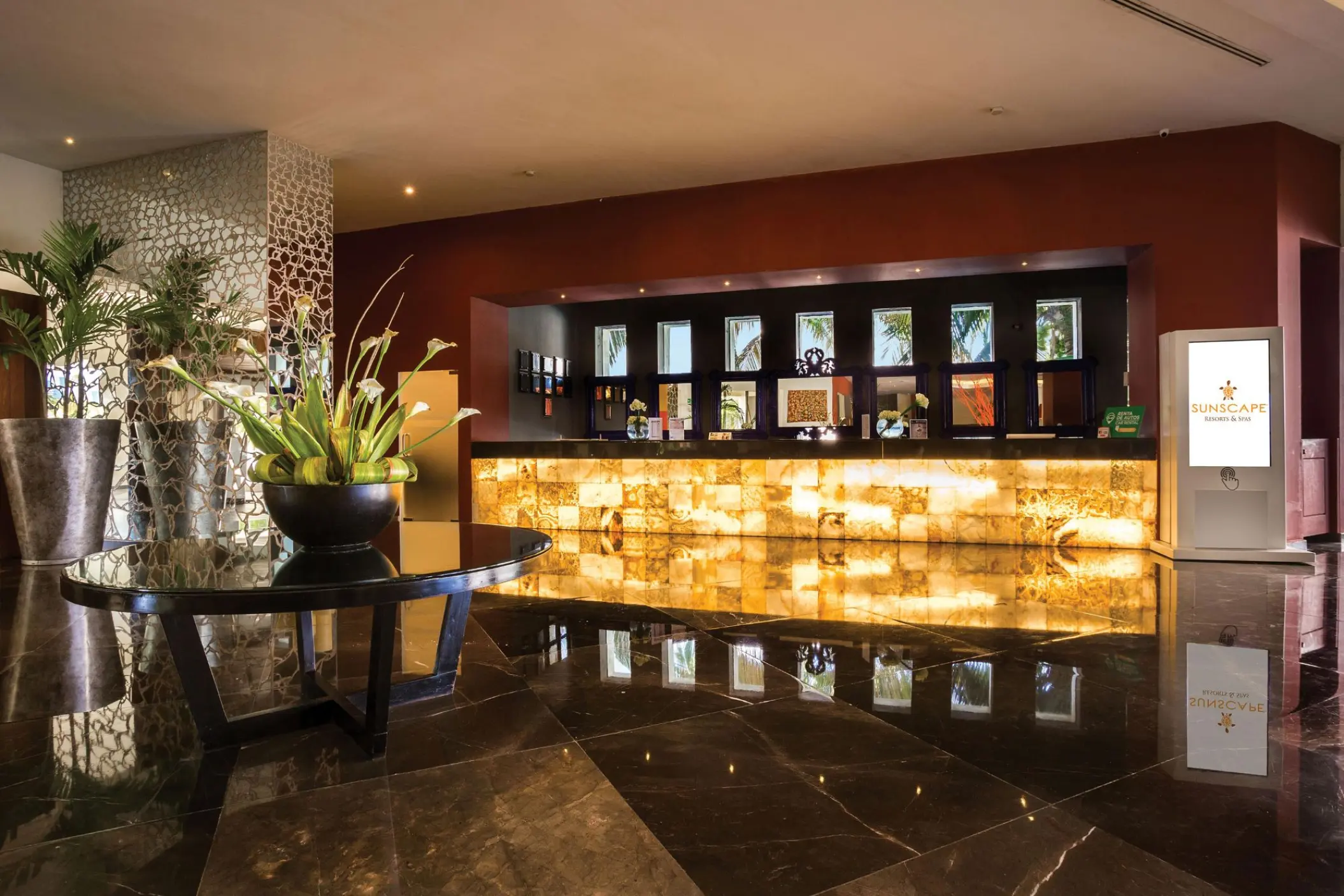 Sunscape Akumal Beach front desk and lobby area, Tulum