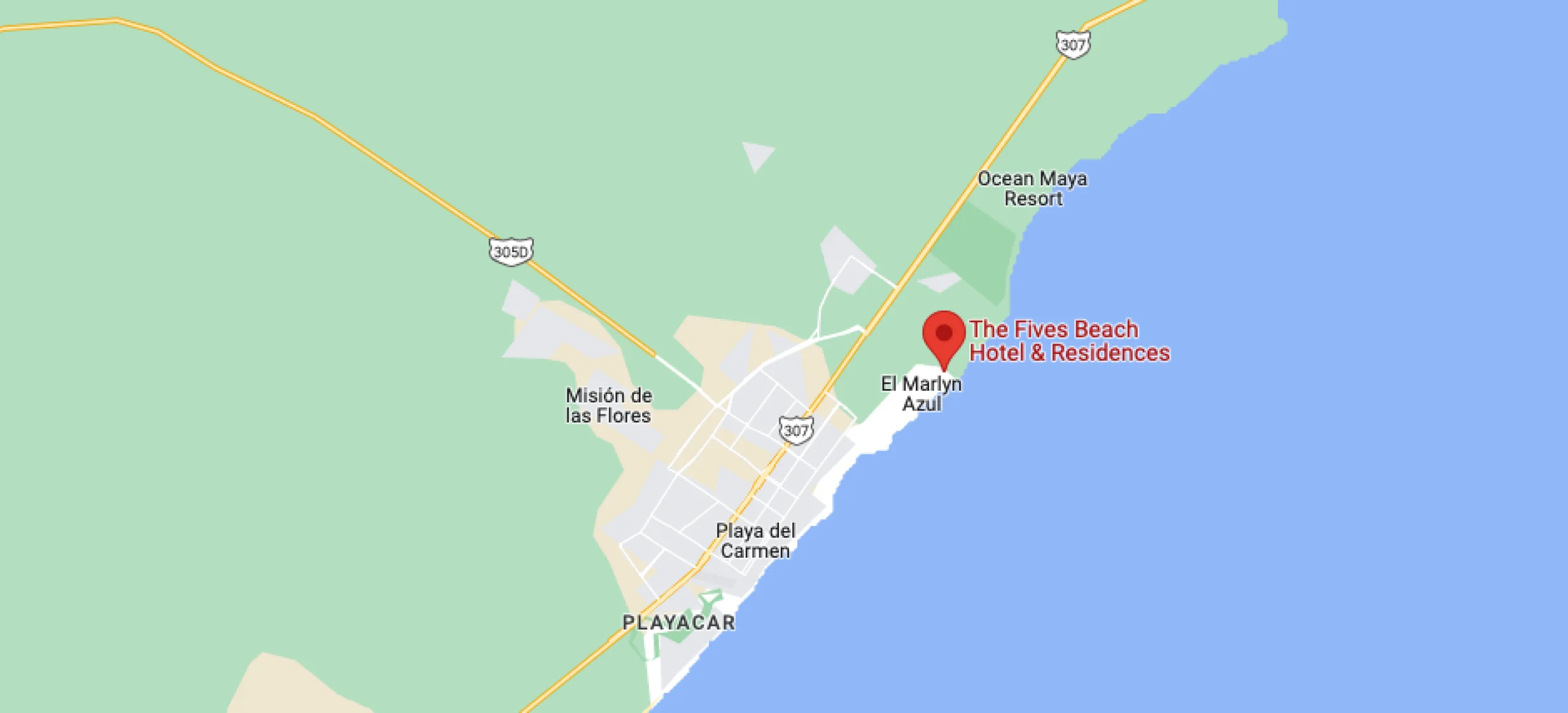 Google maps of The Fives Beach Hotel & Residences