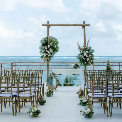 Terrace wedding ceremony at The Fives Oceanfront, Riviera Maya