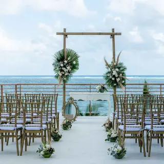 Terrace wedding ceremony at The Fives Oceanfront, Riviera Maya