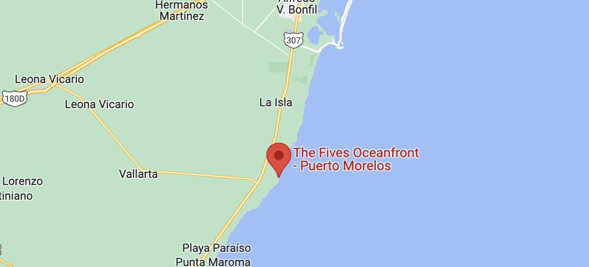 The fives oceanfront puerto morelos google maps