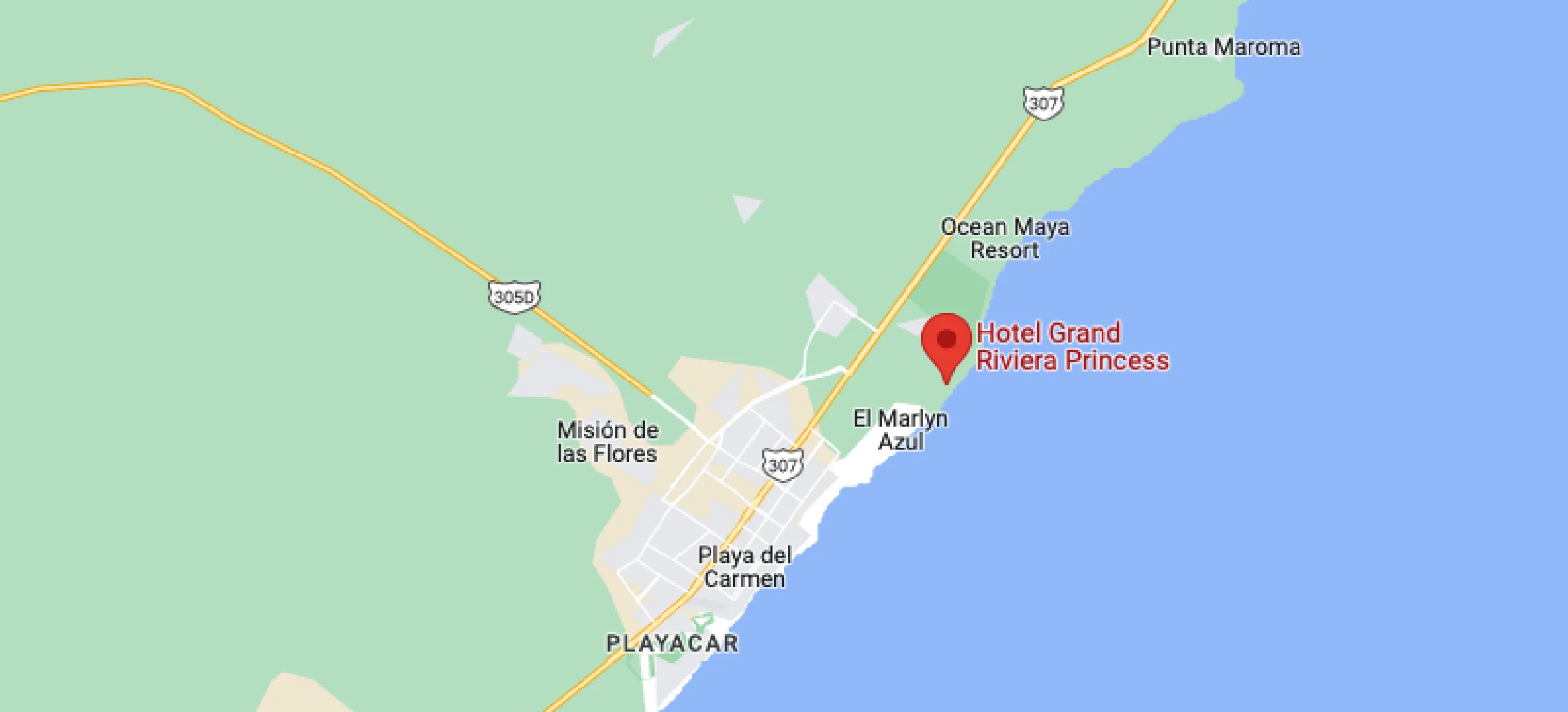 Google maps of The Grand Riviera Princess Hotel