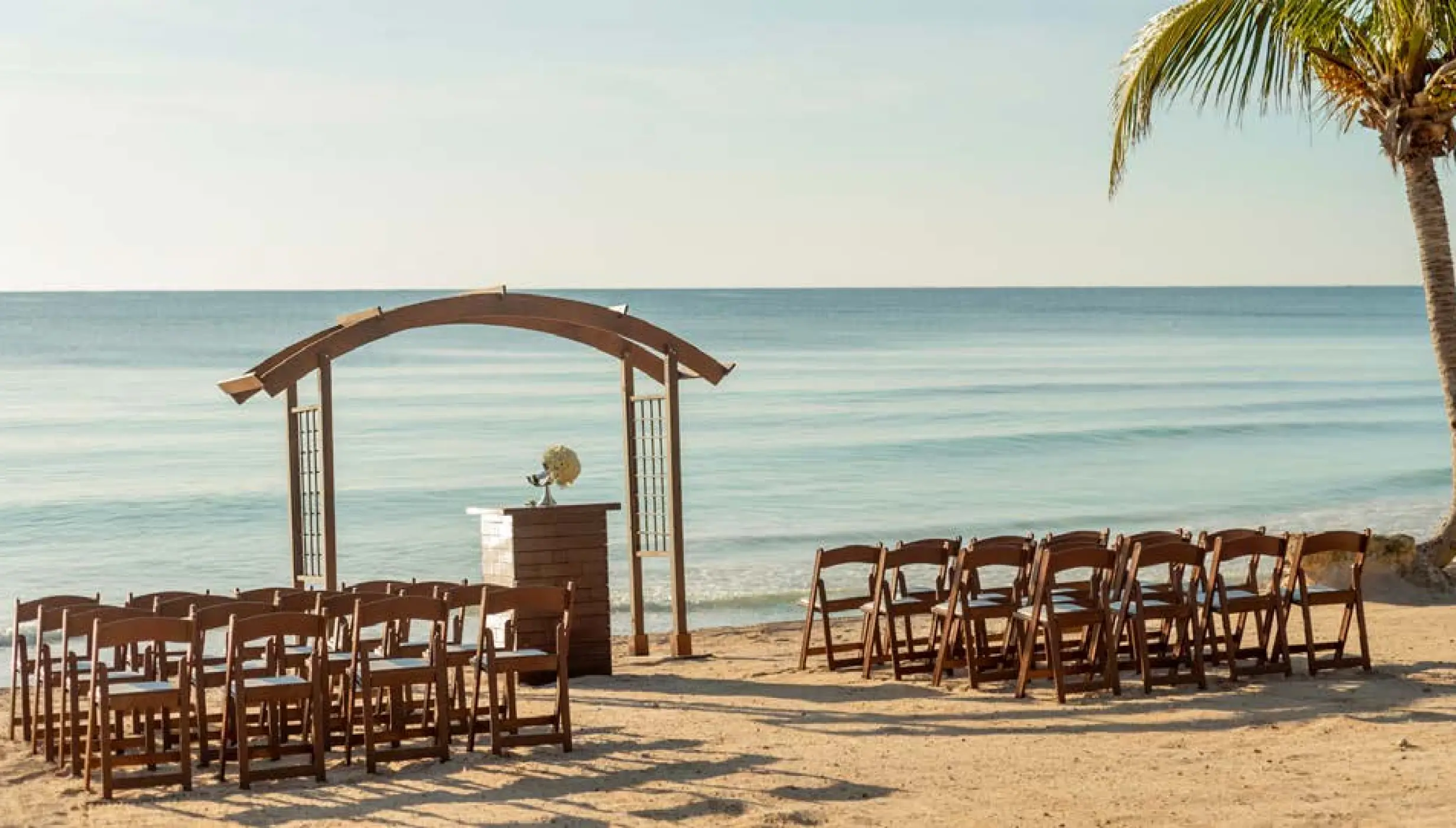 Ceremony decor on beach wedding venue at Unico 20°87° Hotel Riviera Maya