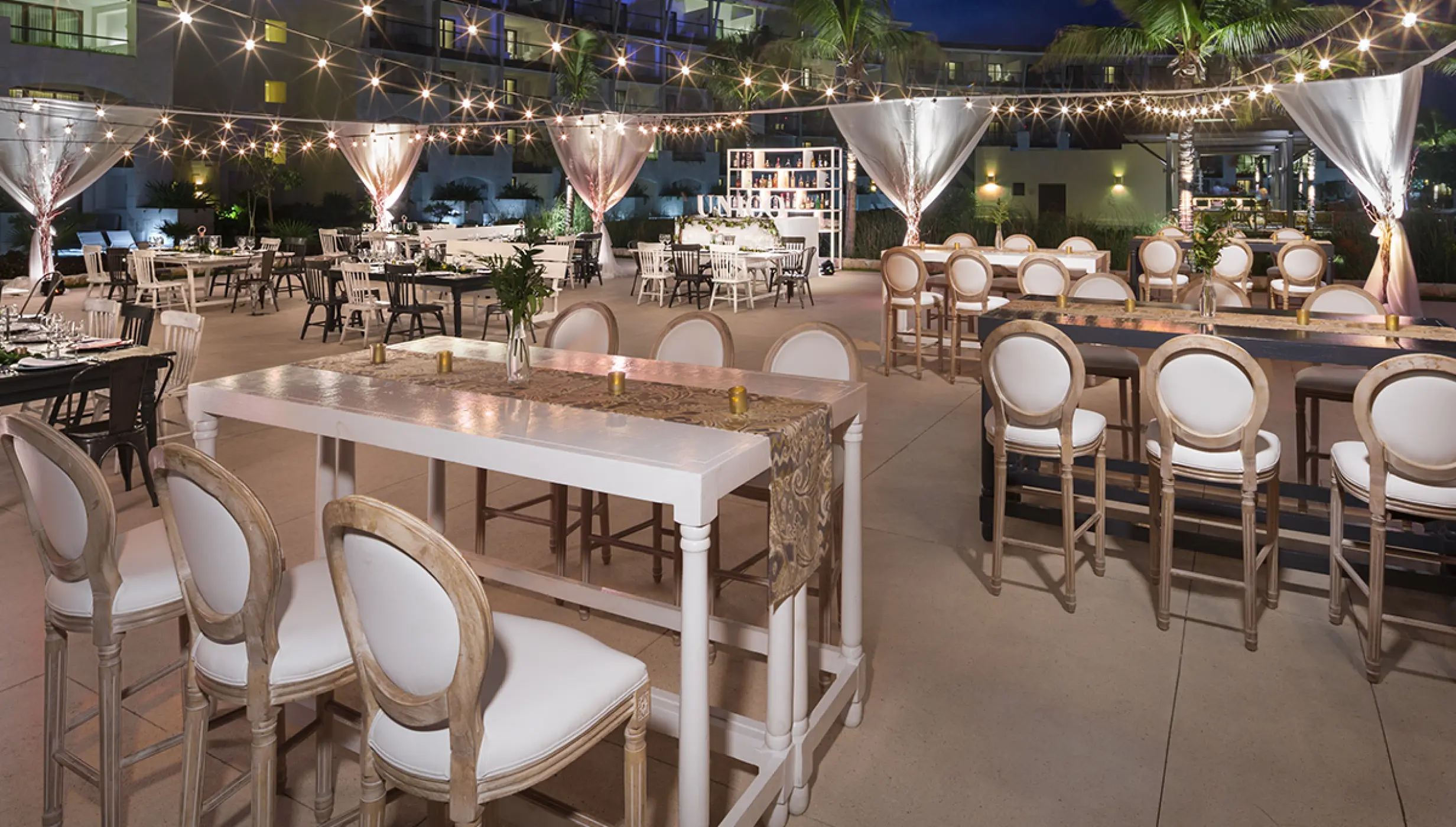 Wedding reception on the costera terrace at Unico 20°87° Hotel Riviera Maya