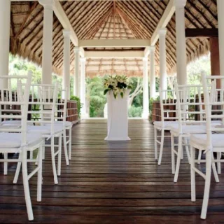 Ceremony decor on the bridge wedding venue at Valentin Imperial Riviera Maya