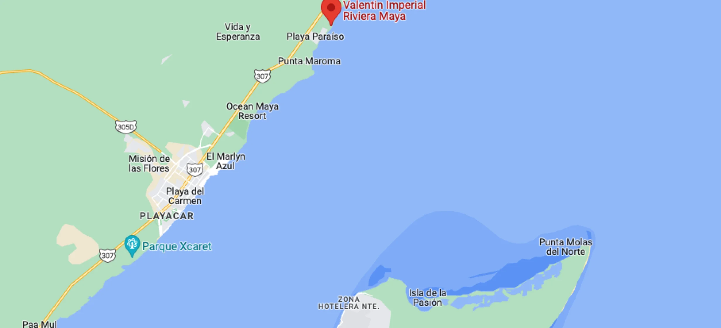 Google maps of Valentin Imperial Riviera Maya