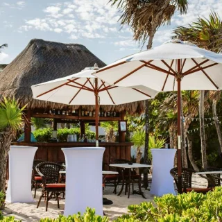 Cocktail party on susnset beach bar at Valentin Imperial Riviera Maya